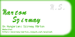 marton szirmay business card